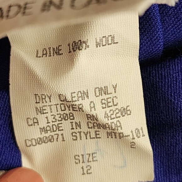 Virani Vintage Blue Purple 100% Wool Pleated Flowy Midi Skirt - Picture 5 of 5